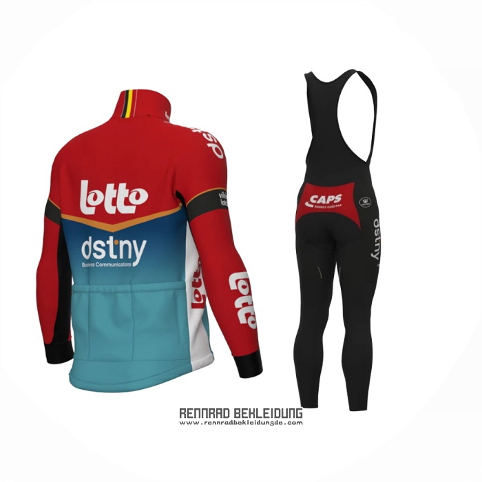 2024 Fahrradbekleidung Lotto Dstny Hellblau Rot Trikot Langarm Und Tragerhose